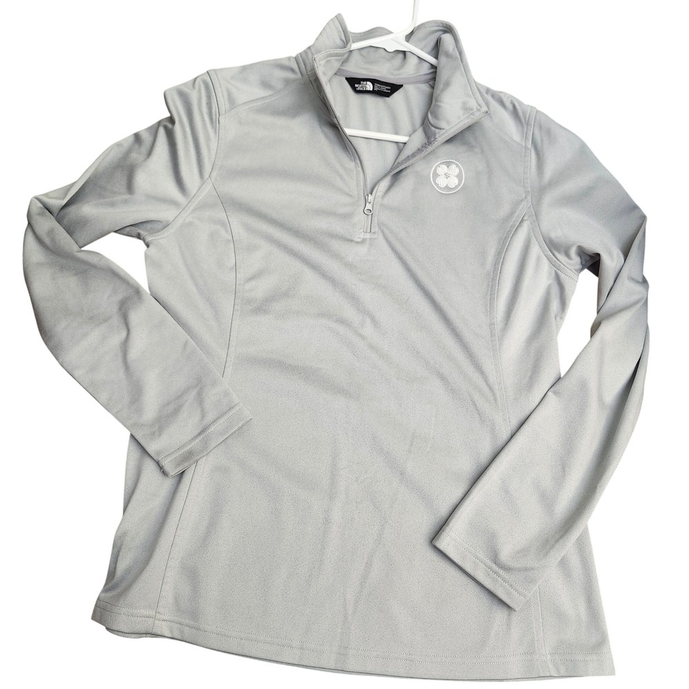 The North Face‎ Womens 1/4 Zip Pullover Sweatshirt Gray Logo Embroidered M
